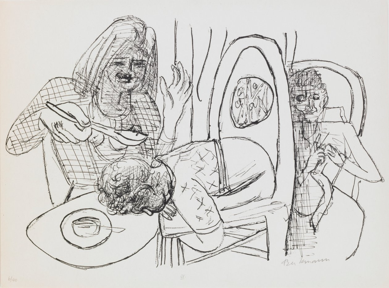 Não Quero Comer a Minha Sopa, prato 6 do portfólio "Dia e Sonho". de Max Beckmann
