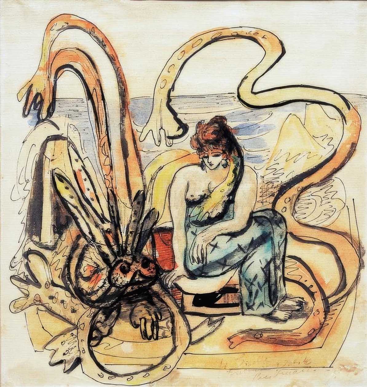 Virgin with the Beast (Mulher com o Homem) de Max Beckmann