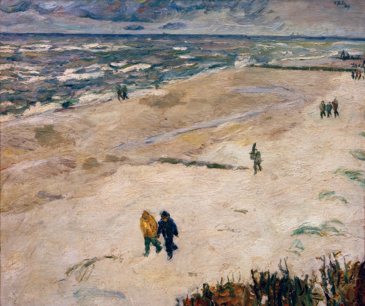Pessoas depois do trabalho junto ao mar (Na praia de Wangerooge) de Max Beckmann