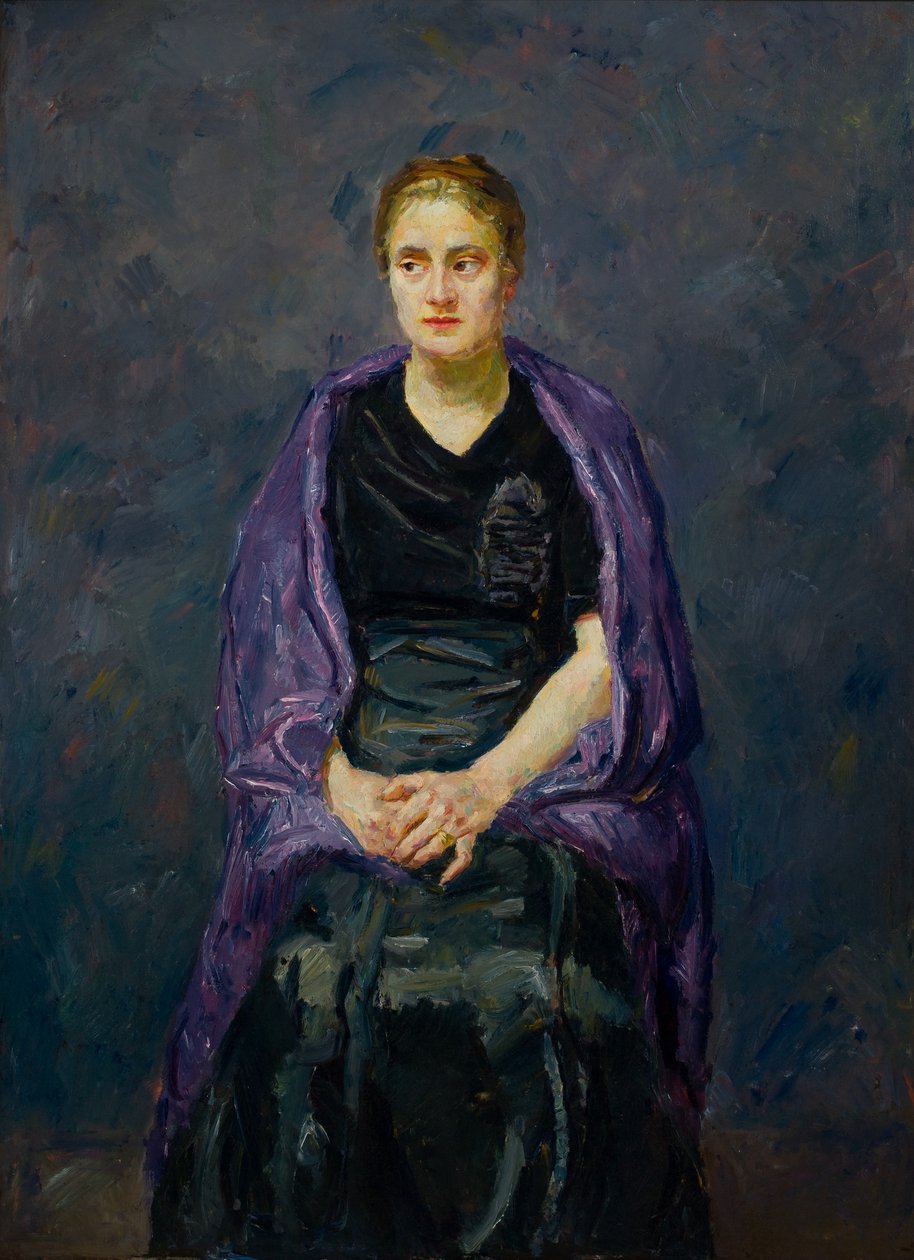 Minna Beckmann-Tubo com um xaile violeta de Max Beckmann