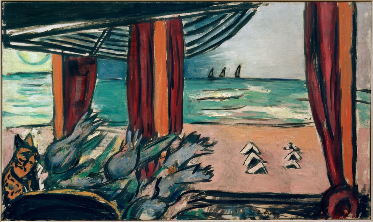 Paisagem do Mar do Norte com tendas de Max Beckmann
