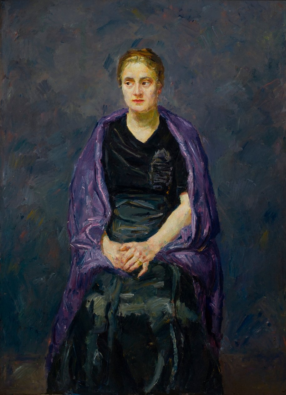 Retrato de vison com xale violeta de Max Beckmann
