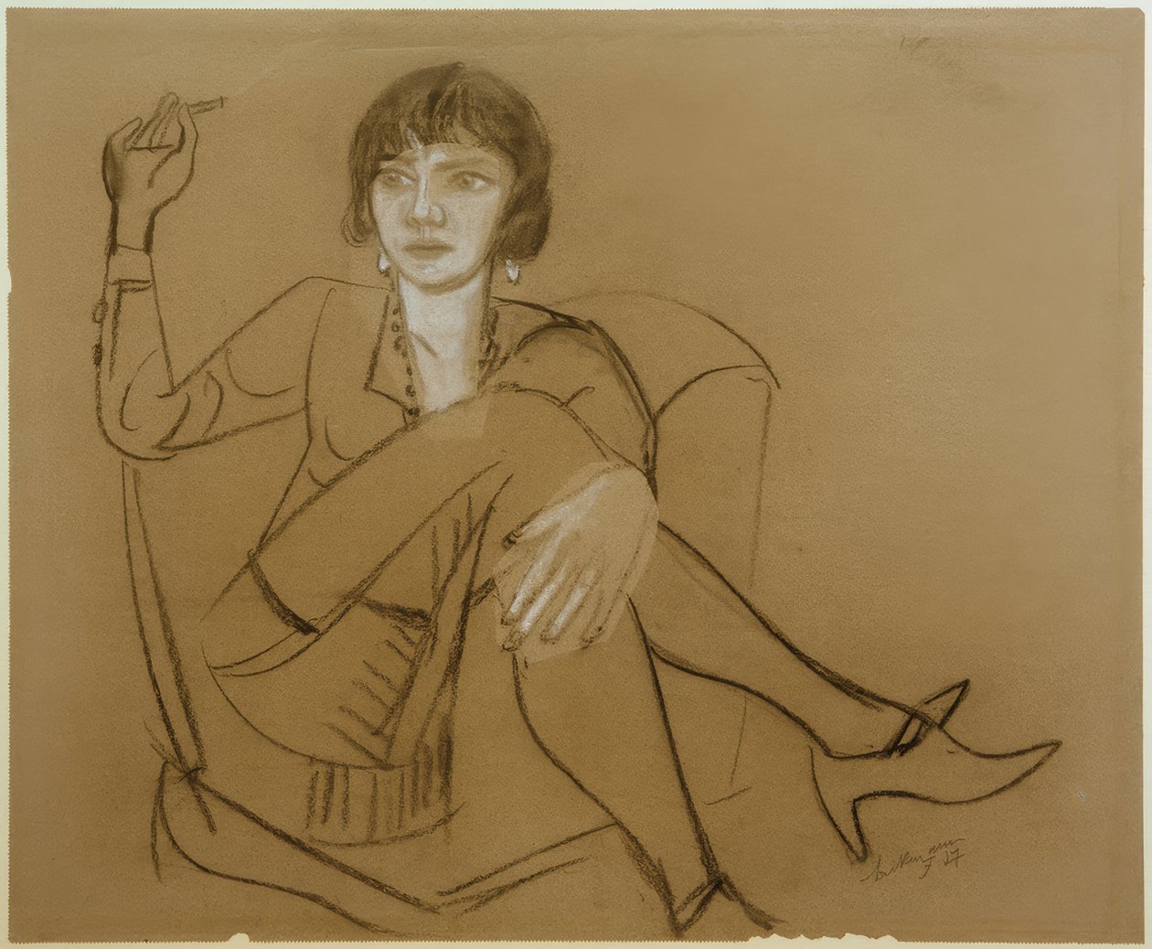 Quappi, fumar na cadeira do clube de Max Beckmann