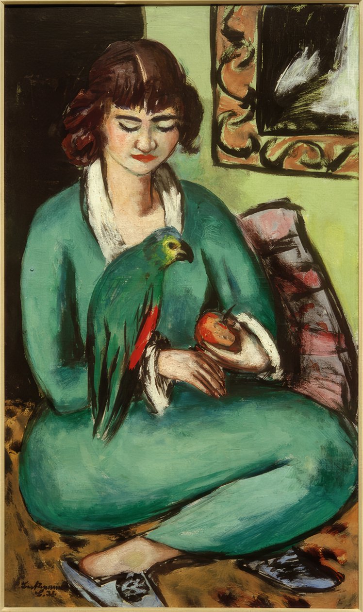 Quappi com papagaio de Max Beckmann