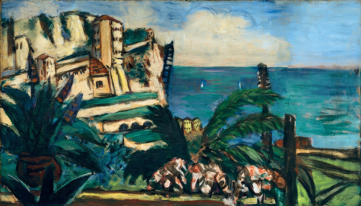 Paisagem da Riviera com rochas de Max Beckmann