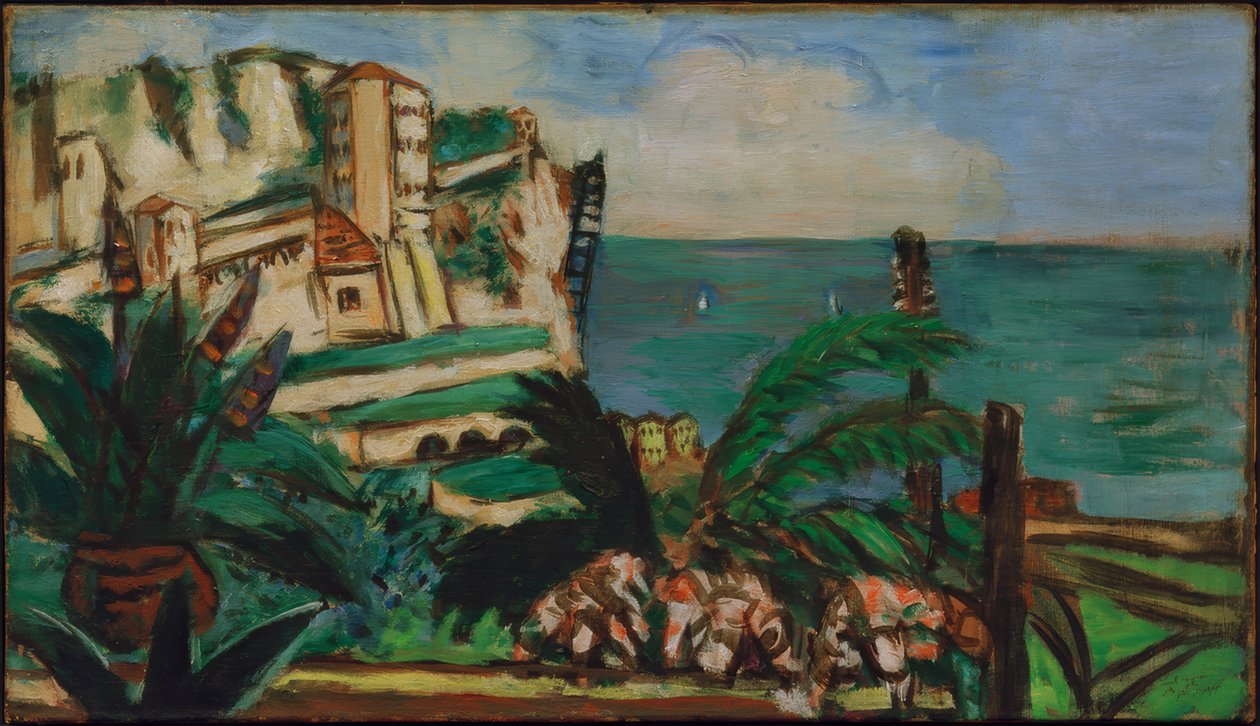 Paisagem da Riviera com rochas de Max Beckmann