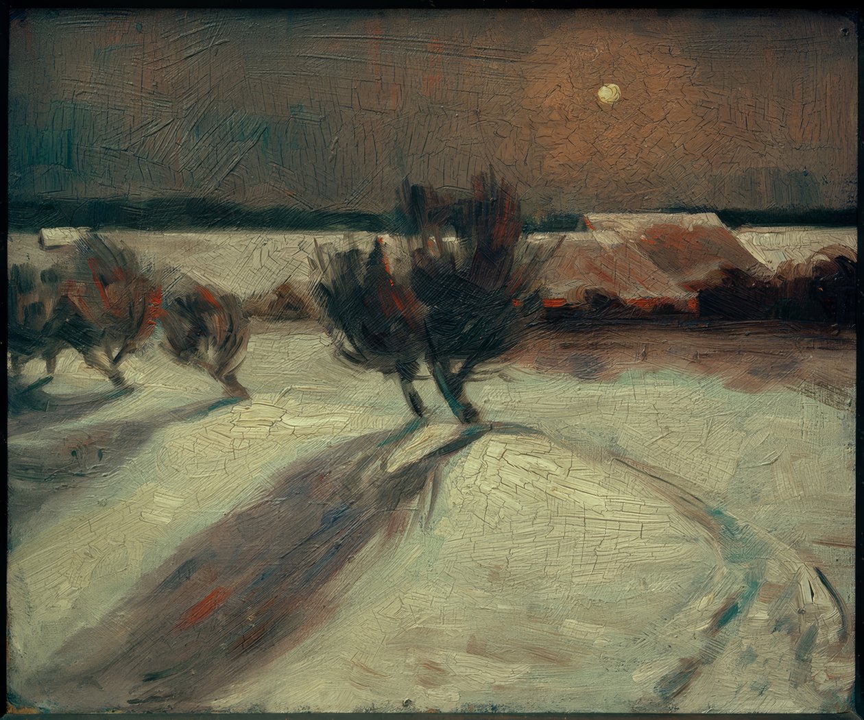 Paisagem de neve ao luar de Max Beckmann