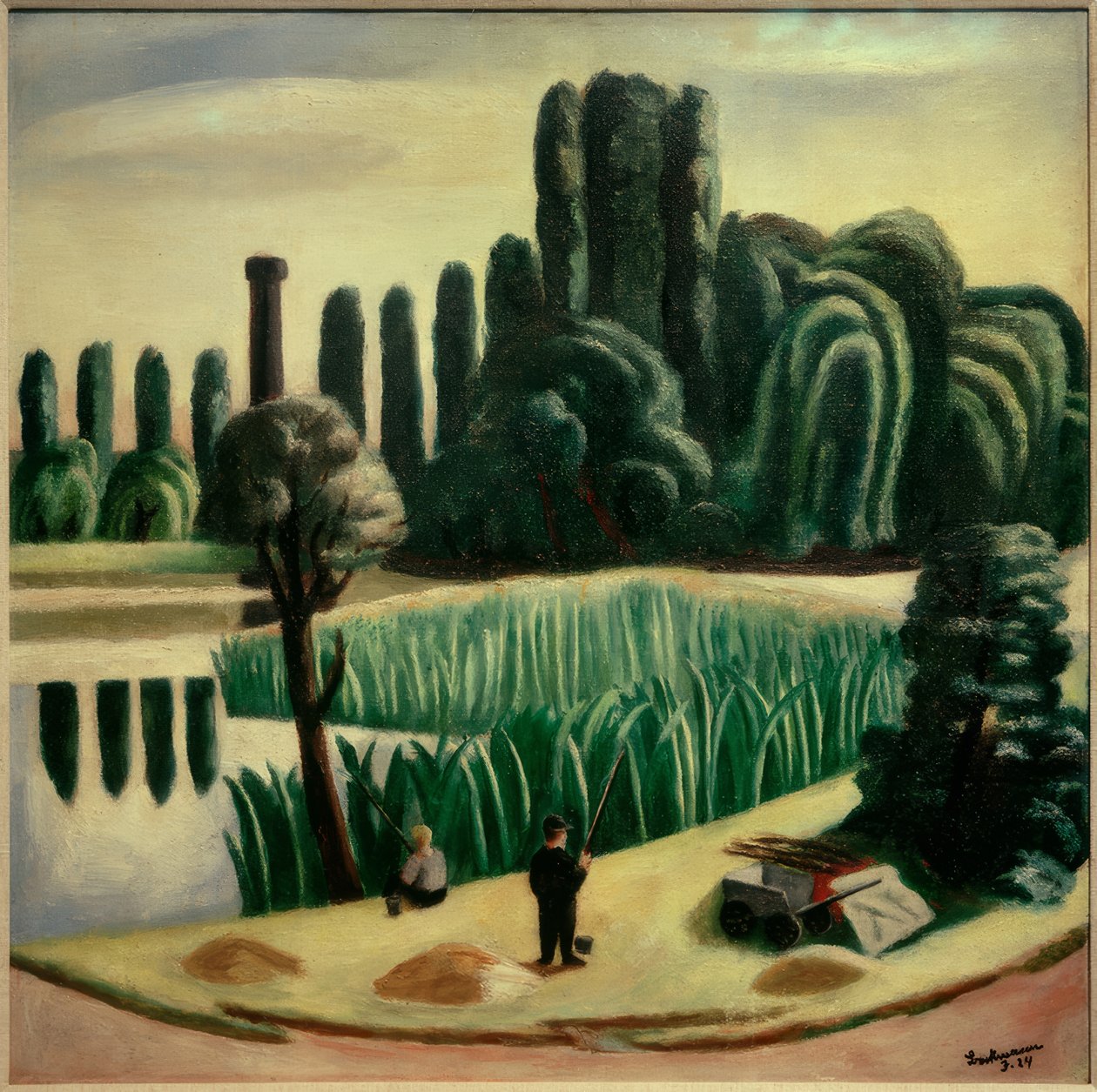 Paisagem marítima com choupos de Max Beckmann