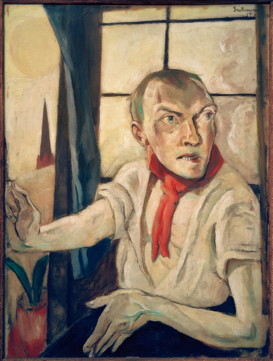 Auto-retrato com lenço vermelho de Max Beckmann