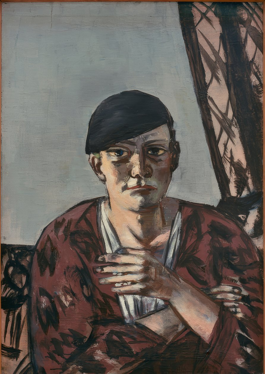 Auto-retrato com tampa preta de Max Beckmann