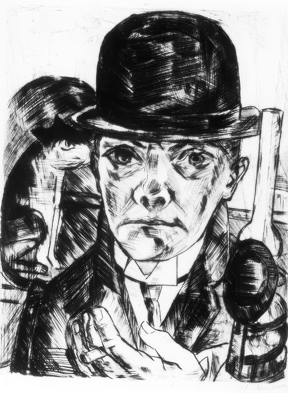 Auto-retrato com Chapéu Rígido de Max Beckmann