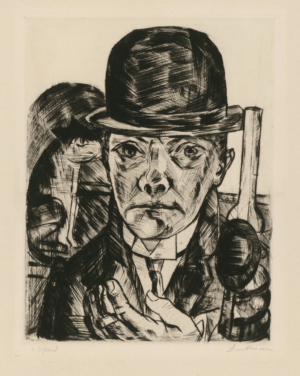 Auto-retrato com chapéu de cartola de Max Beckmann