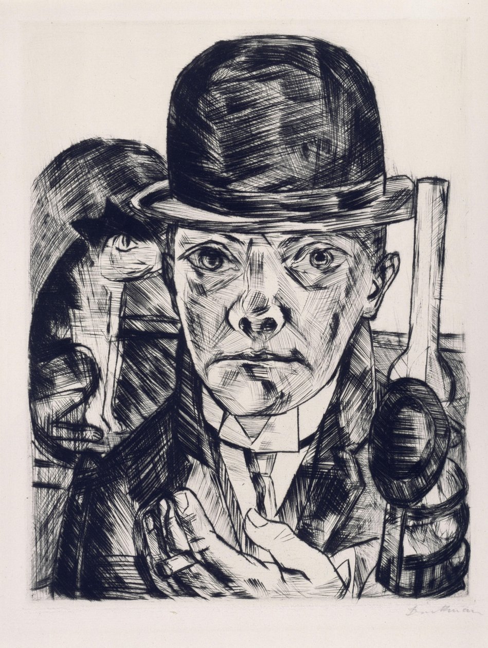Auto-retrato com chapéu de cartola de Max Beckmann