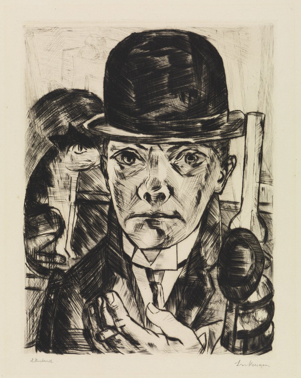 Autorretrato com chapéu rígido de Max Beckmann