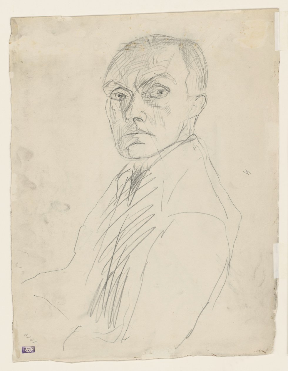 Autorretrato de perfil para a esquerda (rejeitado) de Max Beckmann
