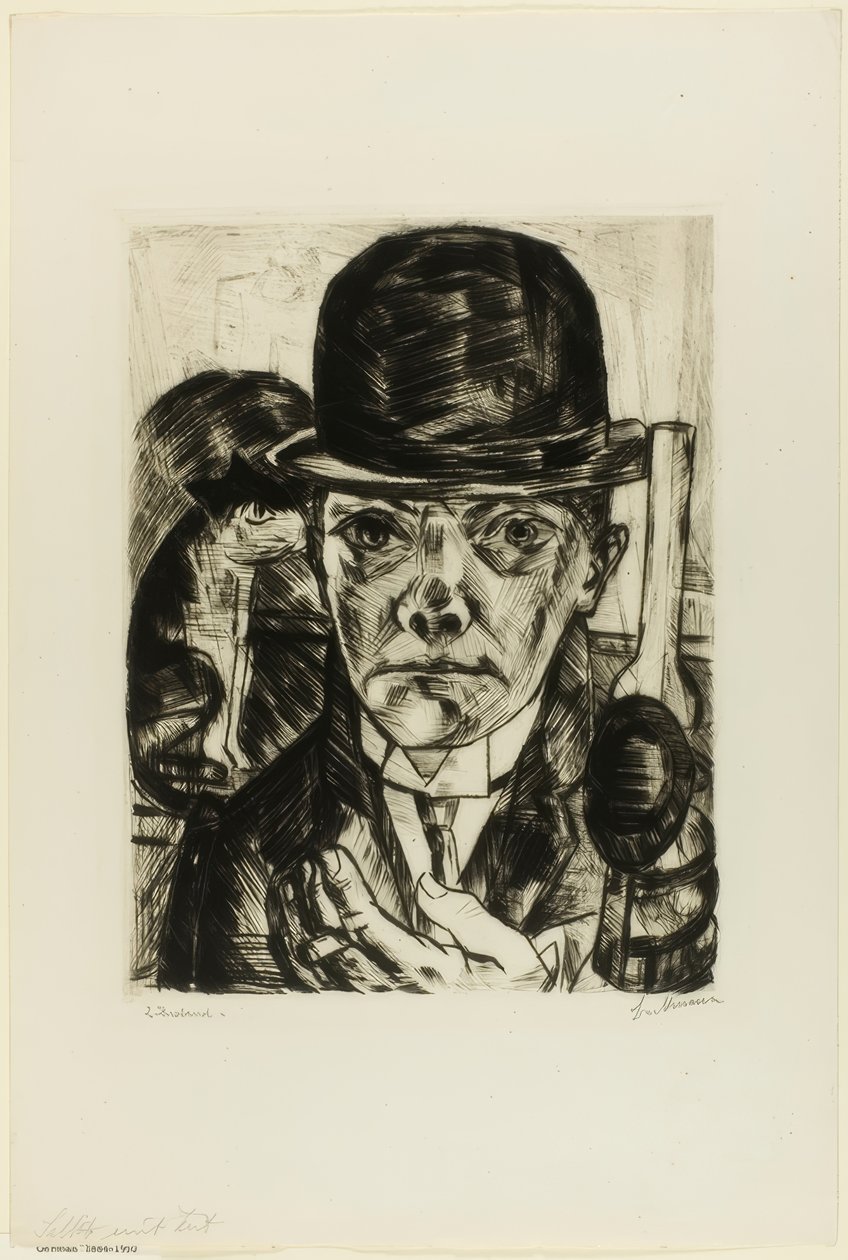 Auto-retrato em chapéu de coco de Max Beckmann