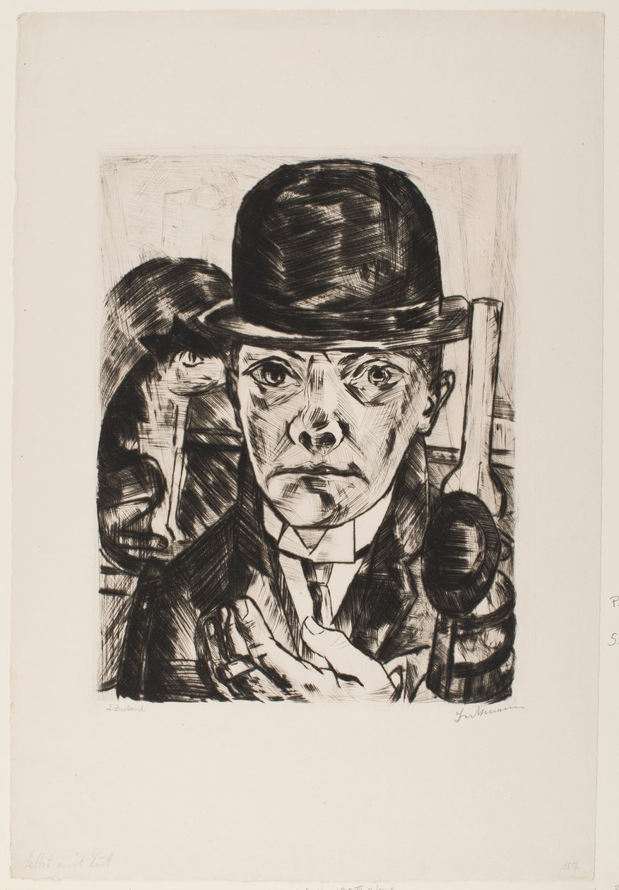 Auto-retrato em chapéu de coco de Max Beckmann