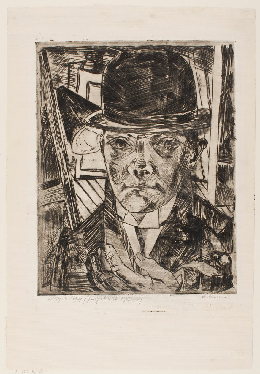 Auto-retrato com chapéu-coco de Max Beckmann