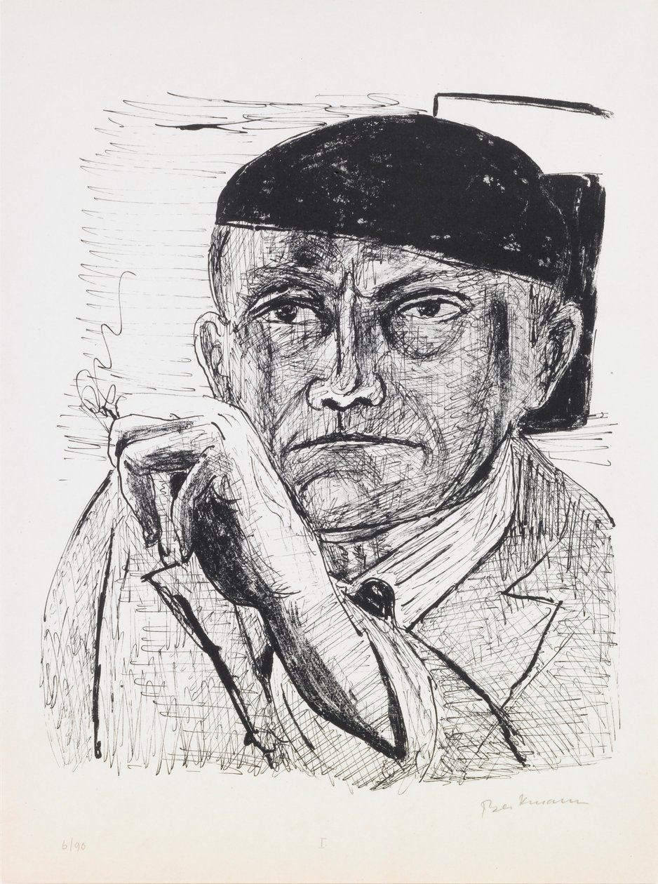 Auto-retrato, placa 1 do portfólio "Dia e Sonho". de Max Beckmann