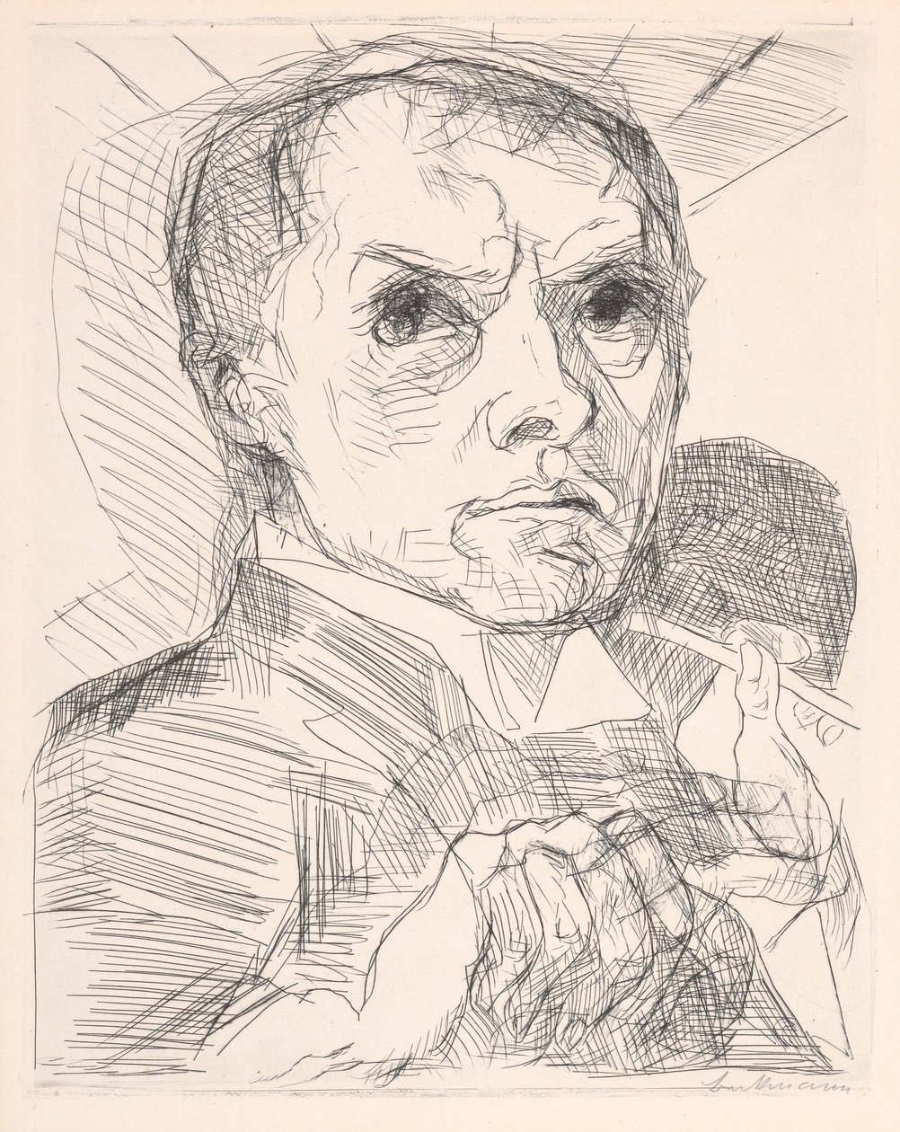 Autorretrato com estilete de Max Beckmann