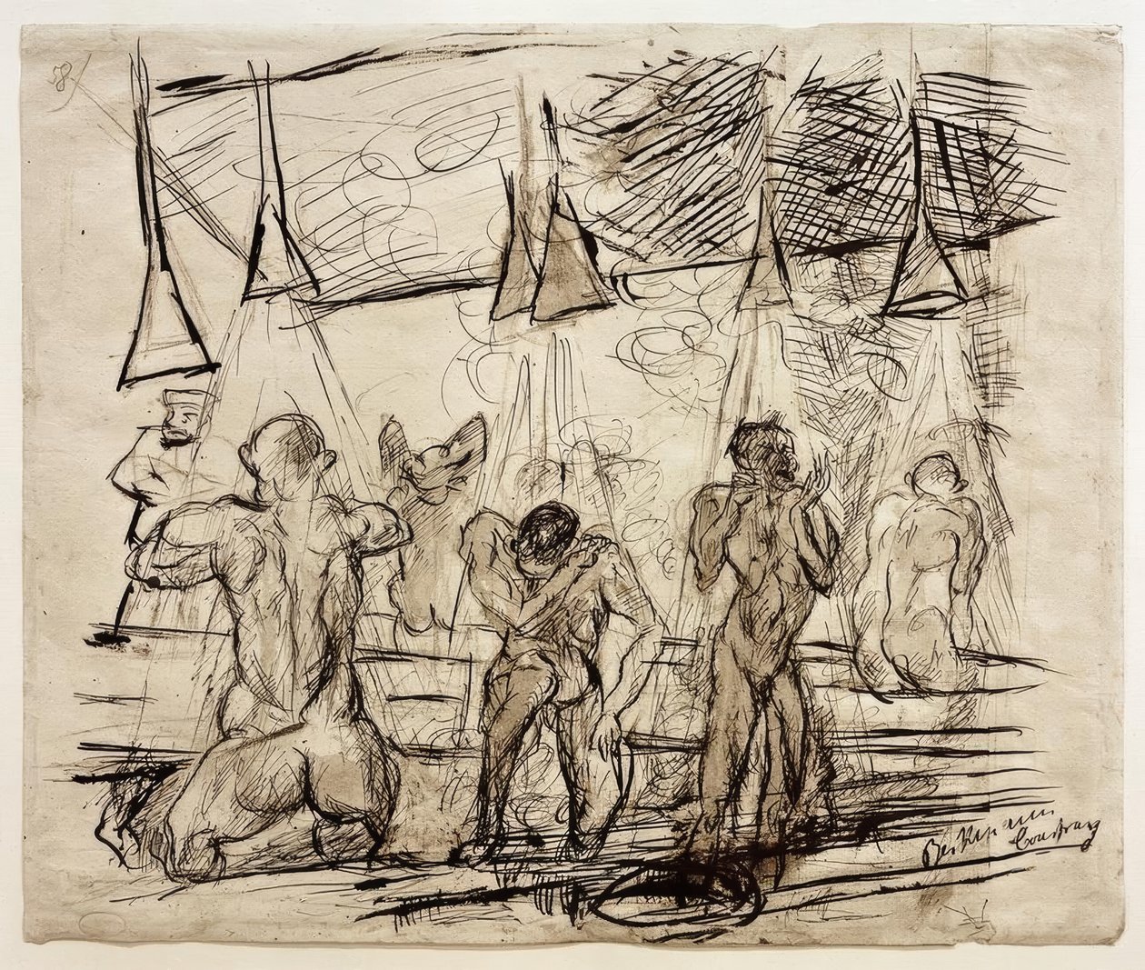 Banho de Soldados - Soldados que tomam banho de Max Beckmann