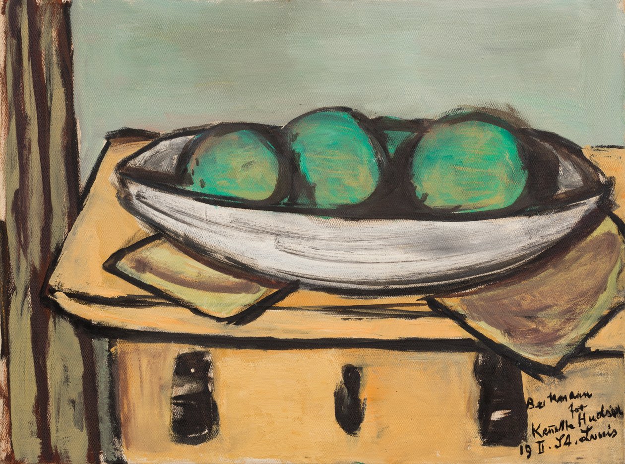 Natureza morta com uma grande fruta verde de Max Beckmann