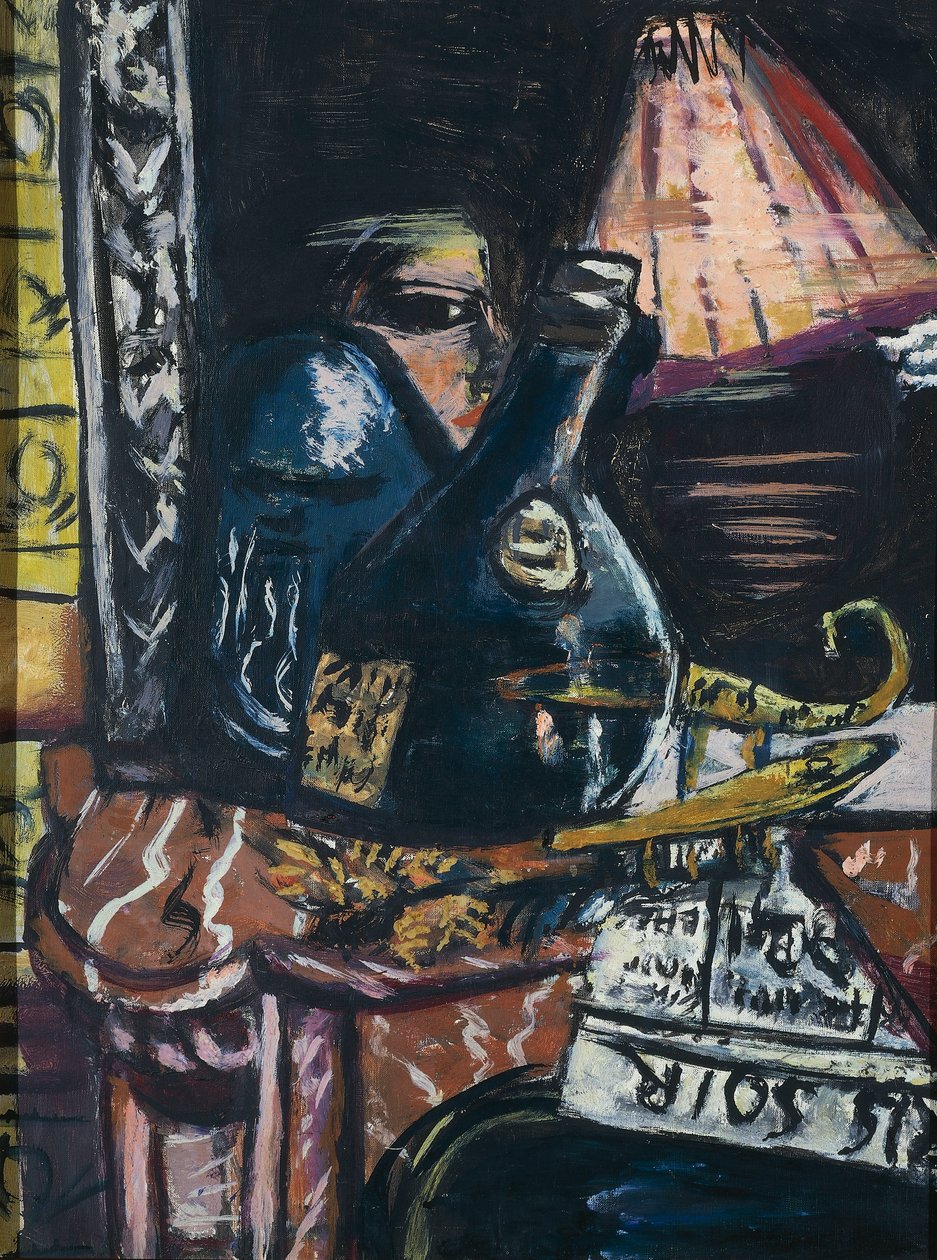 Ainda com garrafa de schnapps e Buda de Max Beckmann