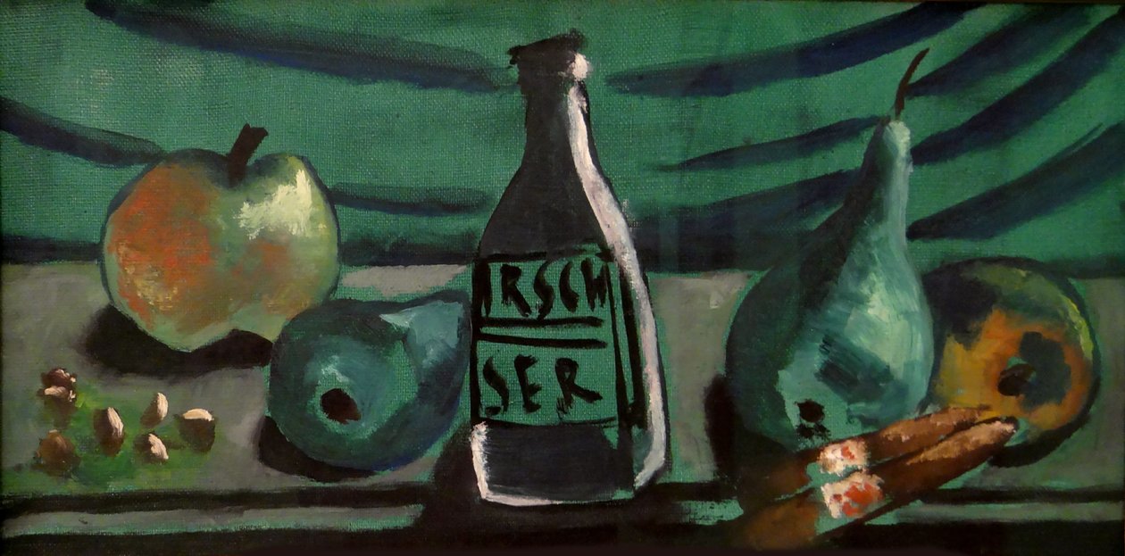 Natureza-morta com maçã e pera (Natureza-morta com garrafa de kirsch) de Max Beckmann