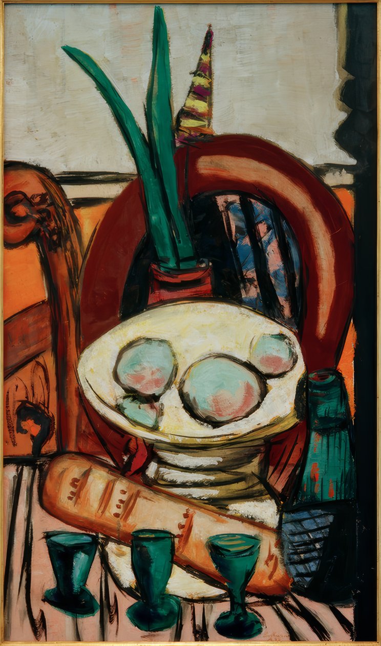 Natureza Morta com Óculos Verdes de Max Beckmann