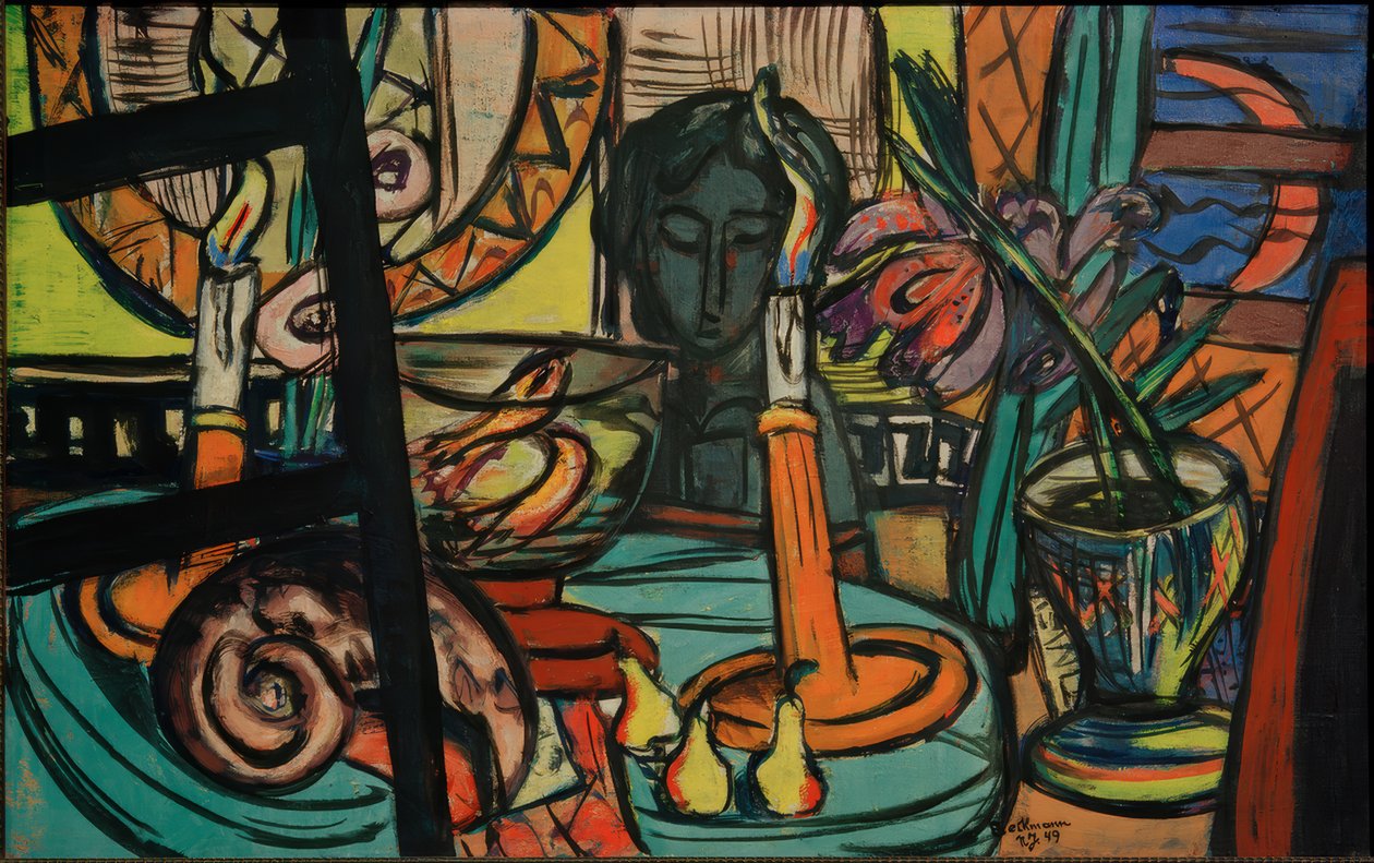 Natureza Morta com Plástico Preto de Max Beckmann