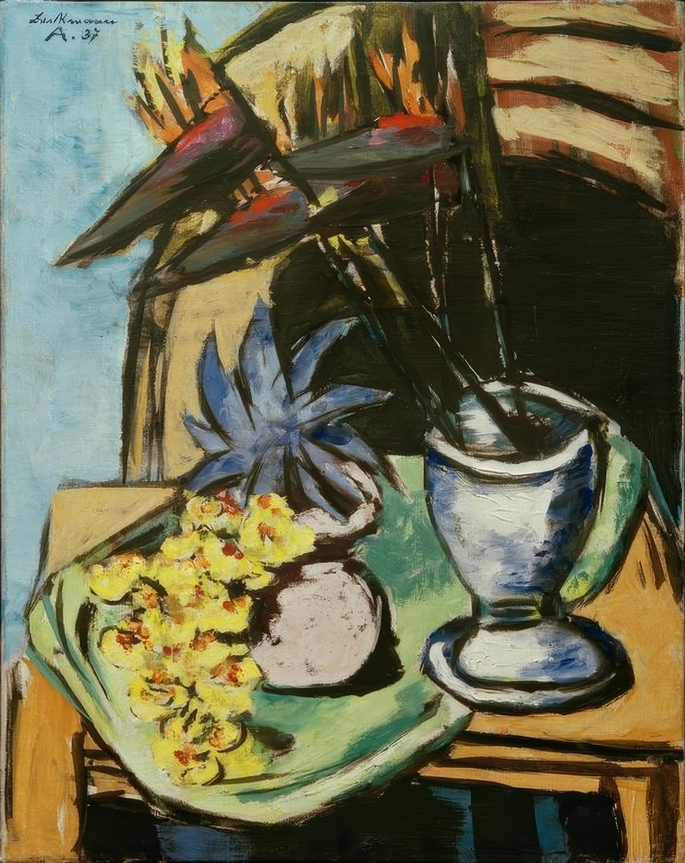 Natureza Morta com Strelitzias e Orquídeas Amarelas de Max Beckmann