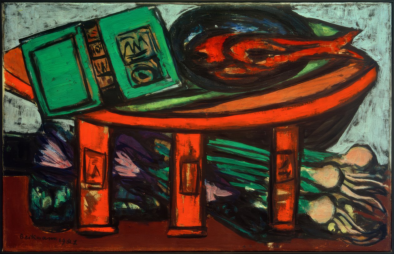 Natureza Morta com Livro Verde e Rabanetes de Max Beckmann