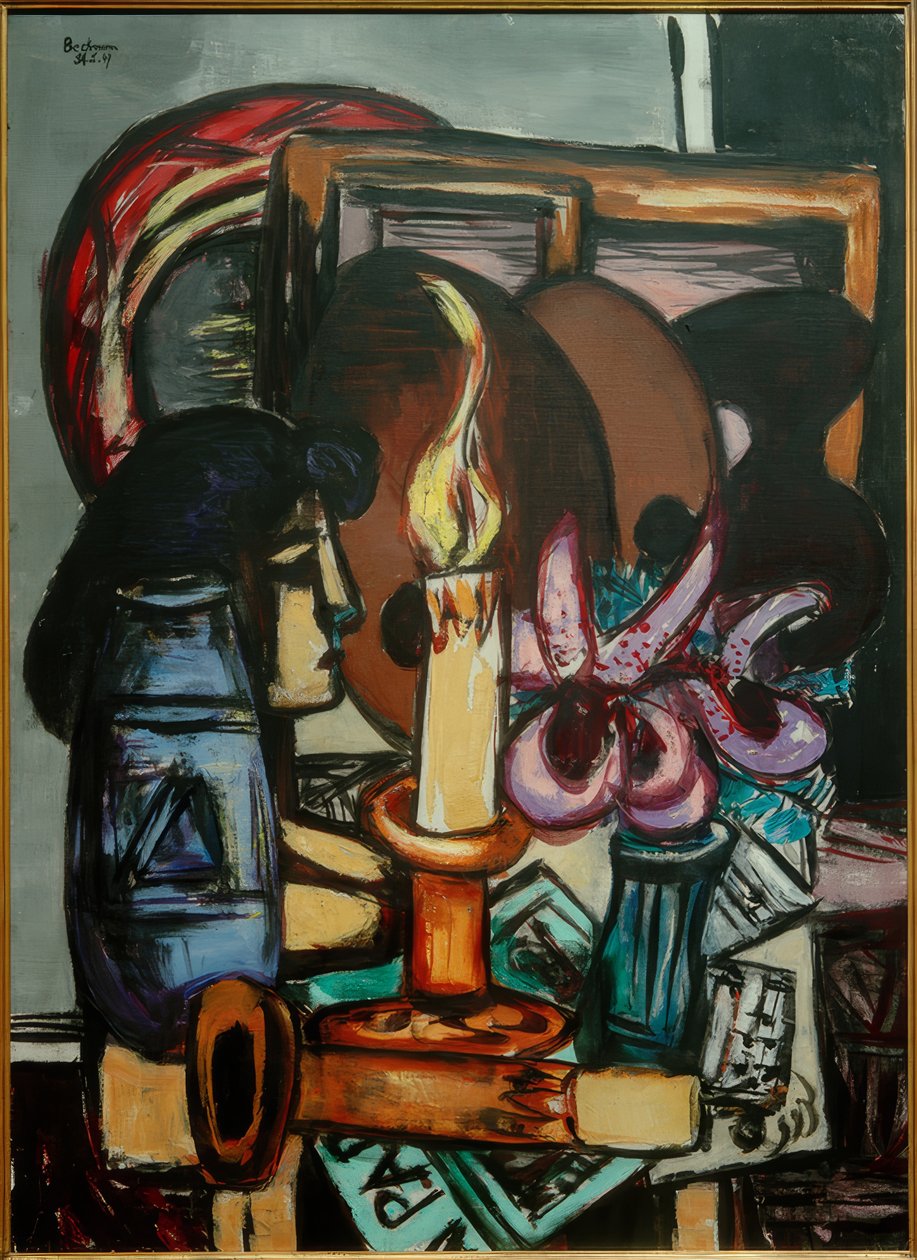 Natureza Morta com Duas Velas Grandes de Max Beckmann