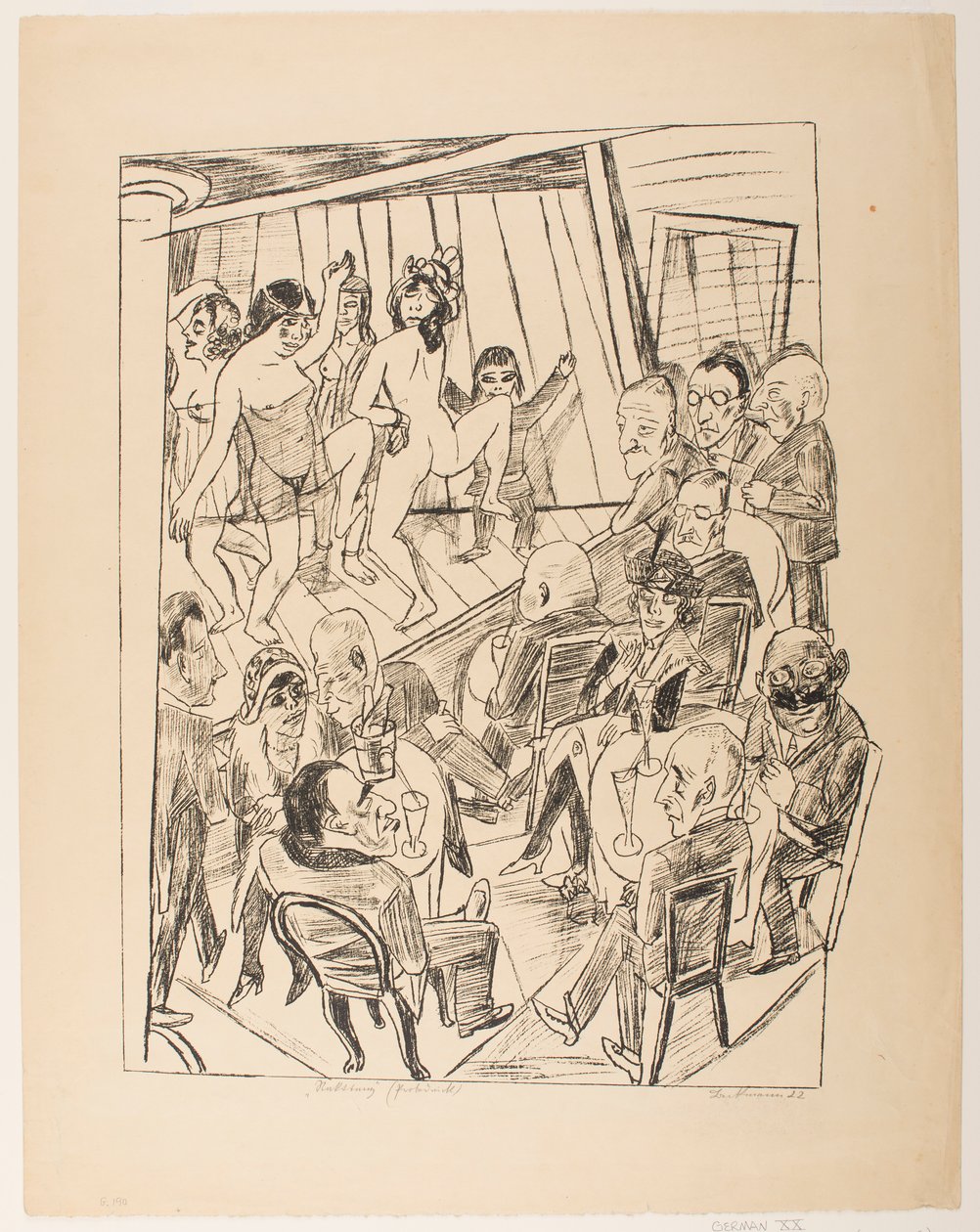 Striptease, placa 4 da série "Trip to Berlin 1922" de Max Beckmann