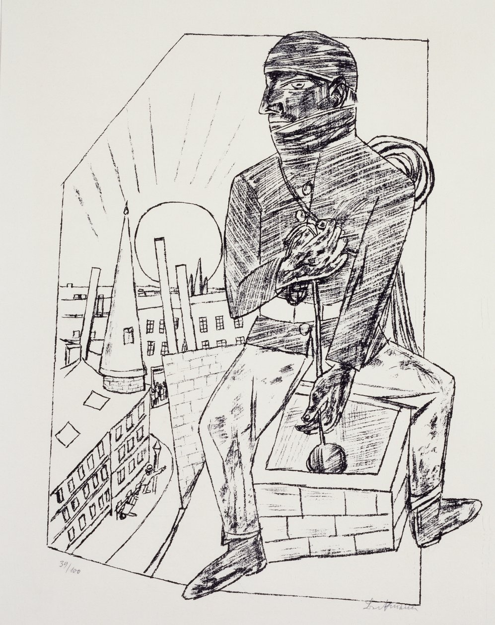 O limpa-chaminés, de Max Beckmann (1884-1950), litografia. Alemanha, século XX. de Max Beckmann