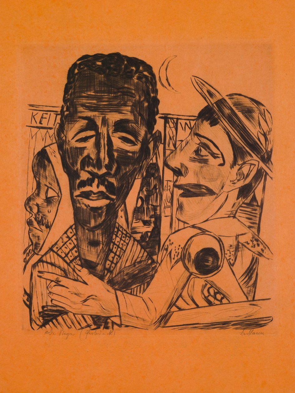 O homem negro, prancha 6 do portefólio «Feira anual» de Max Beckmann