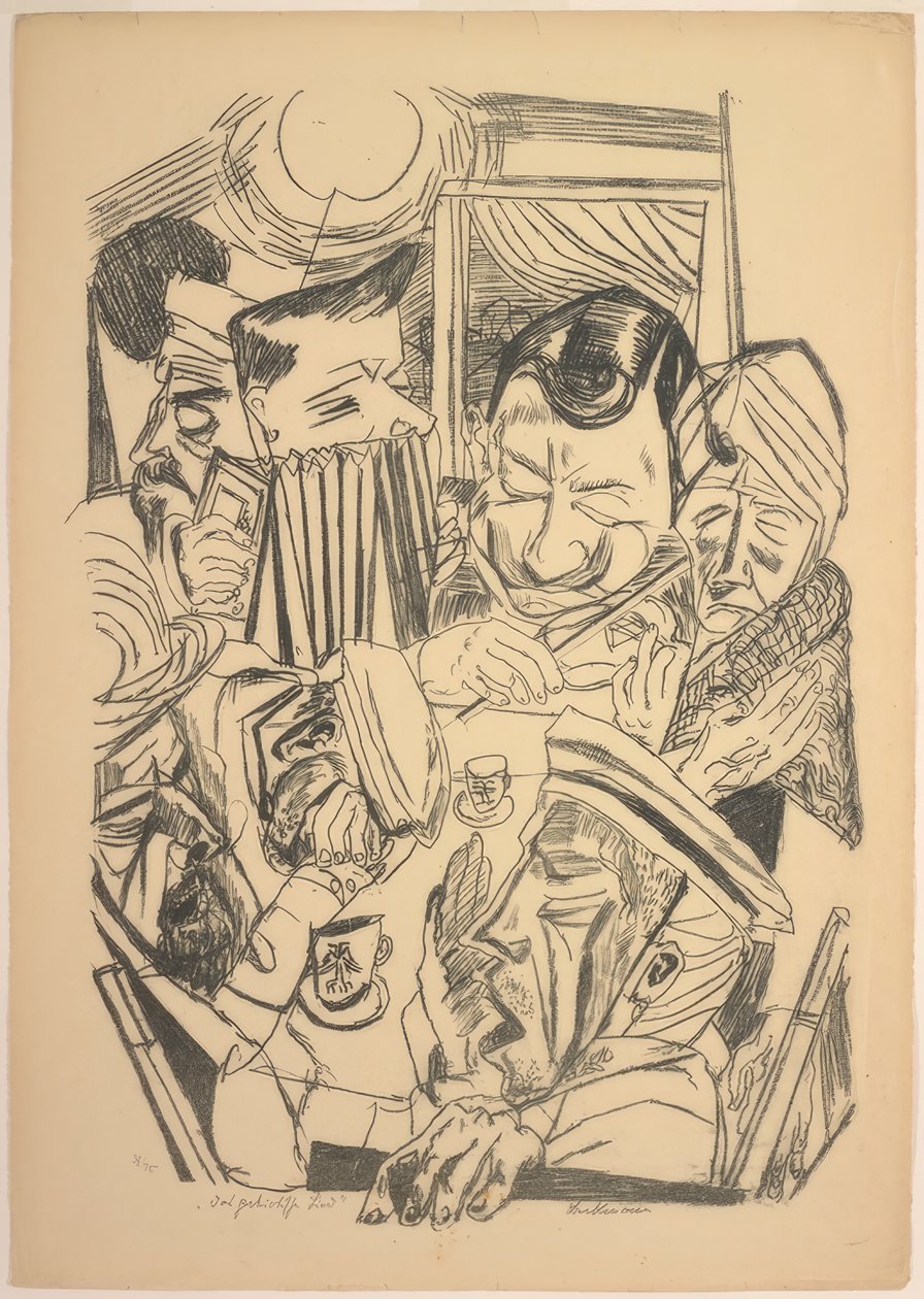 A Canção Patriótica, placa nove de Die Hölle de Max Beckmann