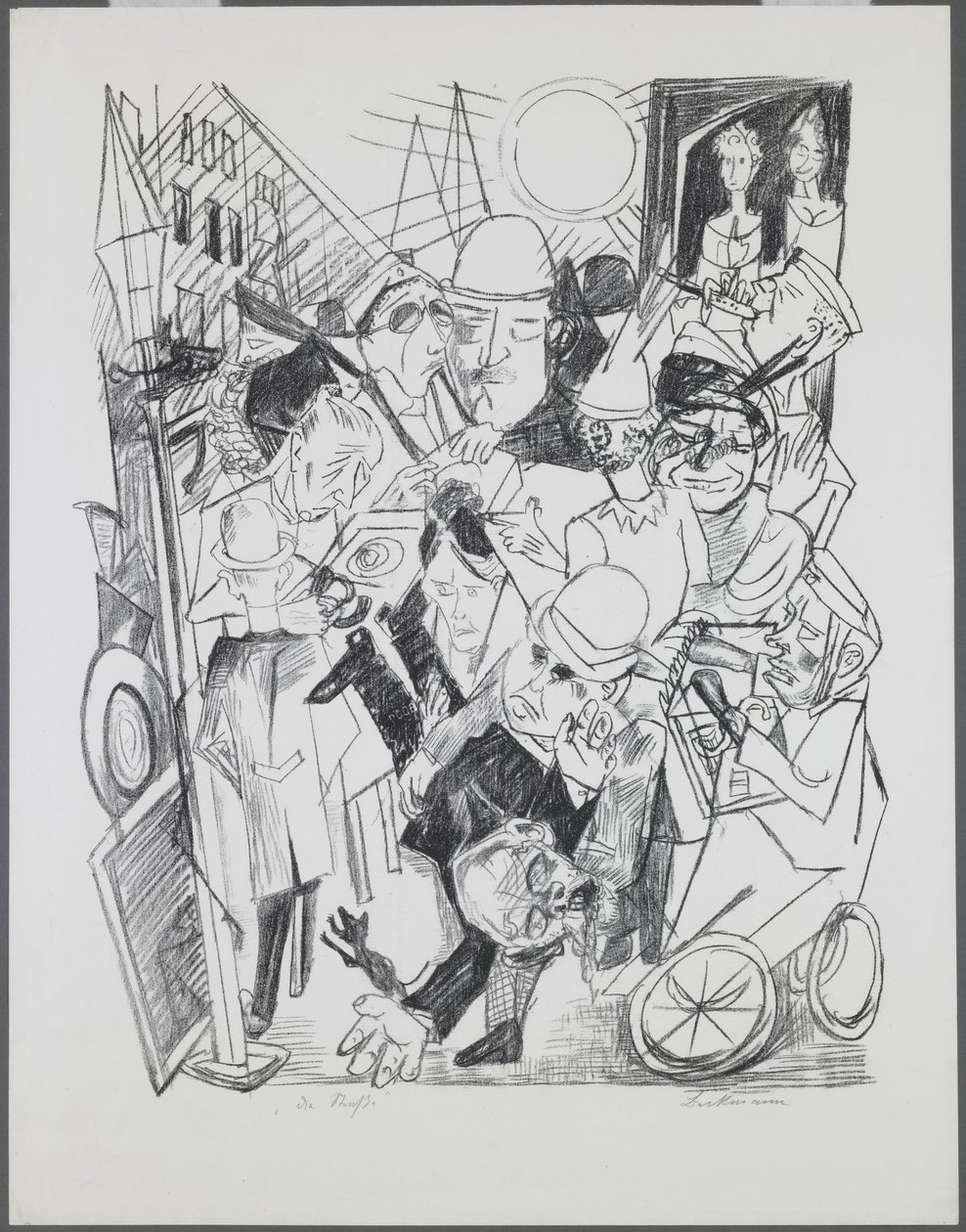 A rua, placa 3 da pasta "Inferno". de Max Beckmann