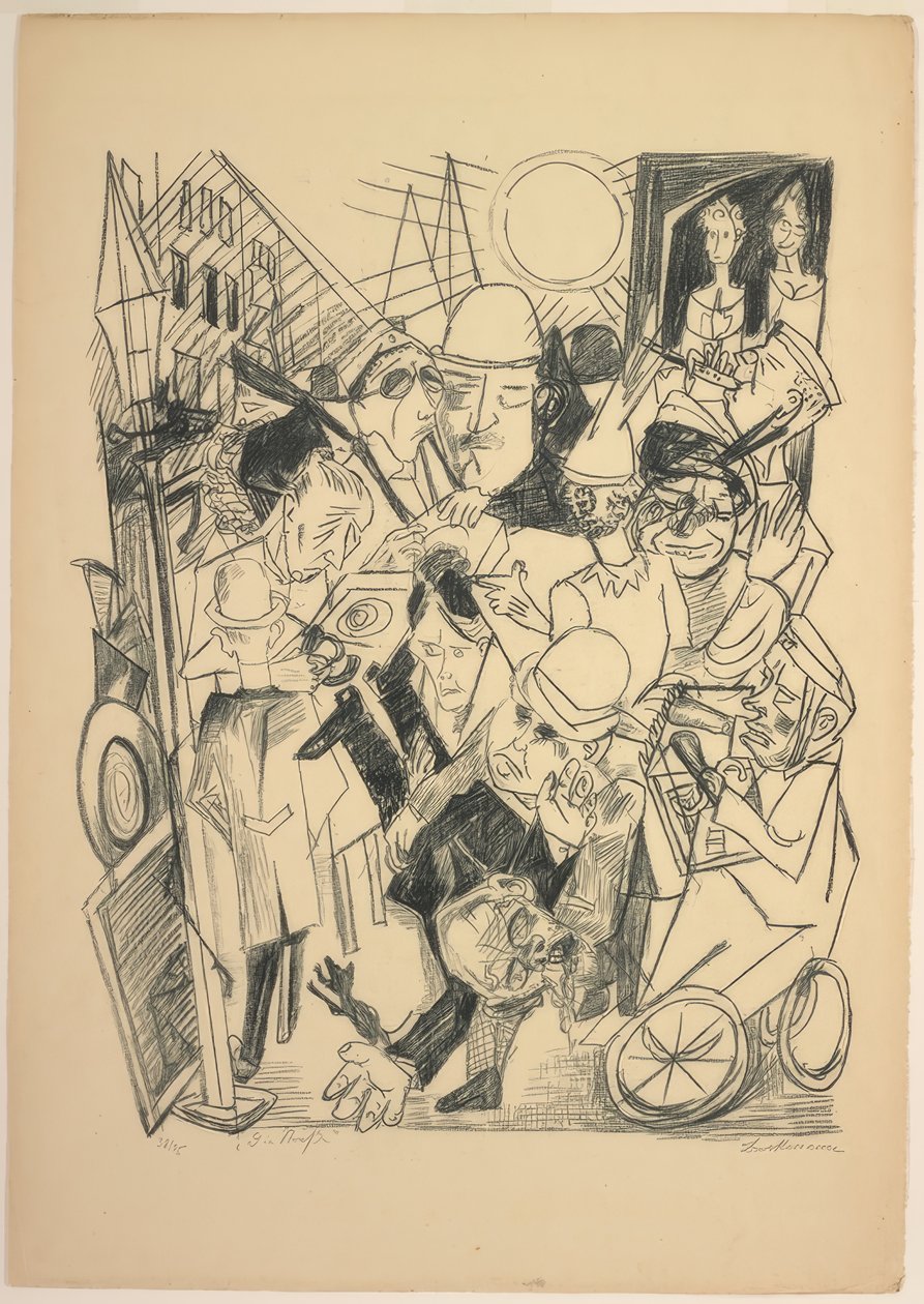 A rua, placa três de Die Hölle de Max Beckmann