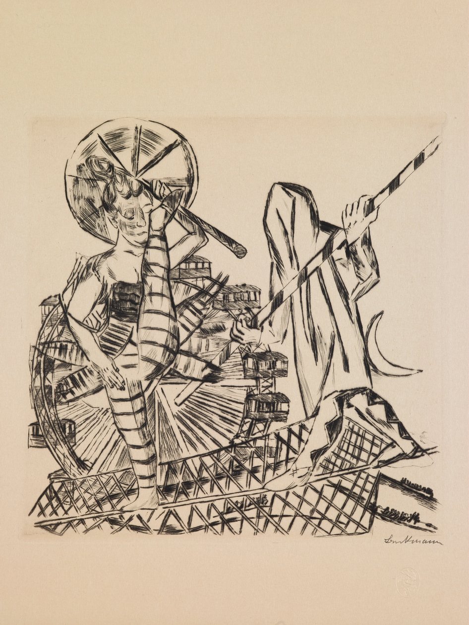 Os Tightrope Walkers, placa 8 da carteira "Feira Anual de Max Beckmann