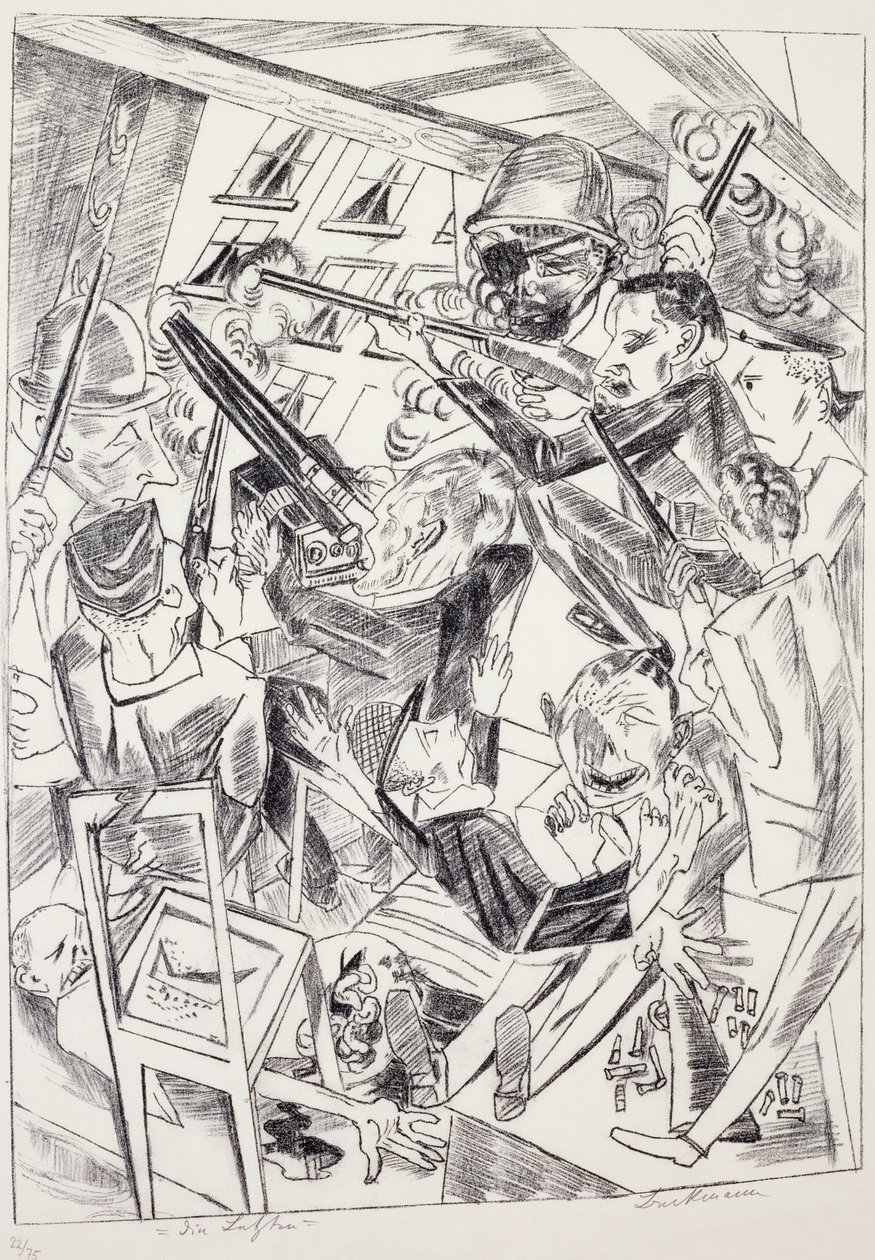 As últimas, por Max Beckmann (1884-1950), litografia. Alemanha, século XX. de Max Beckmann