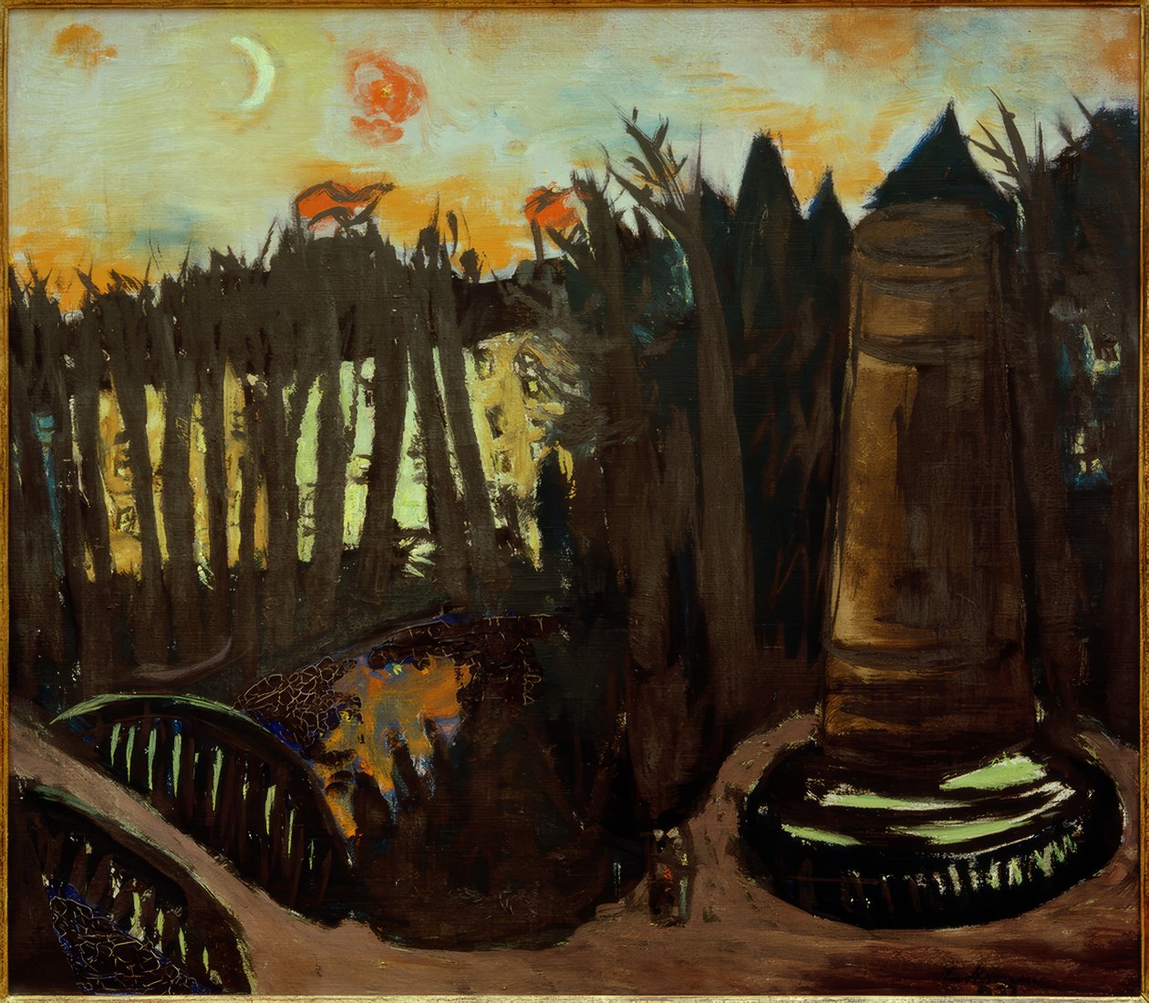 Tiergarten à noite com céu vermelho de Max Beckmann