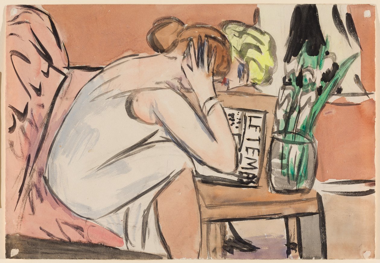 Duas raparigas, a ler de Max Beckmann