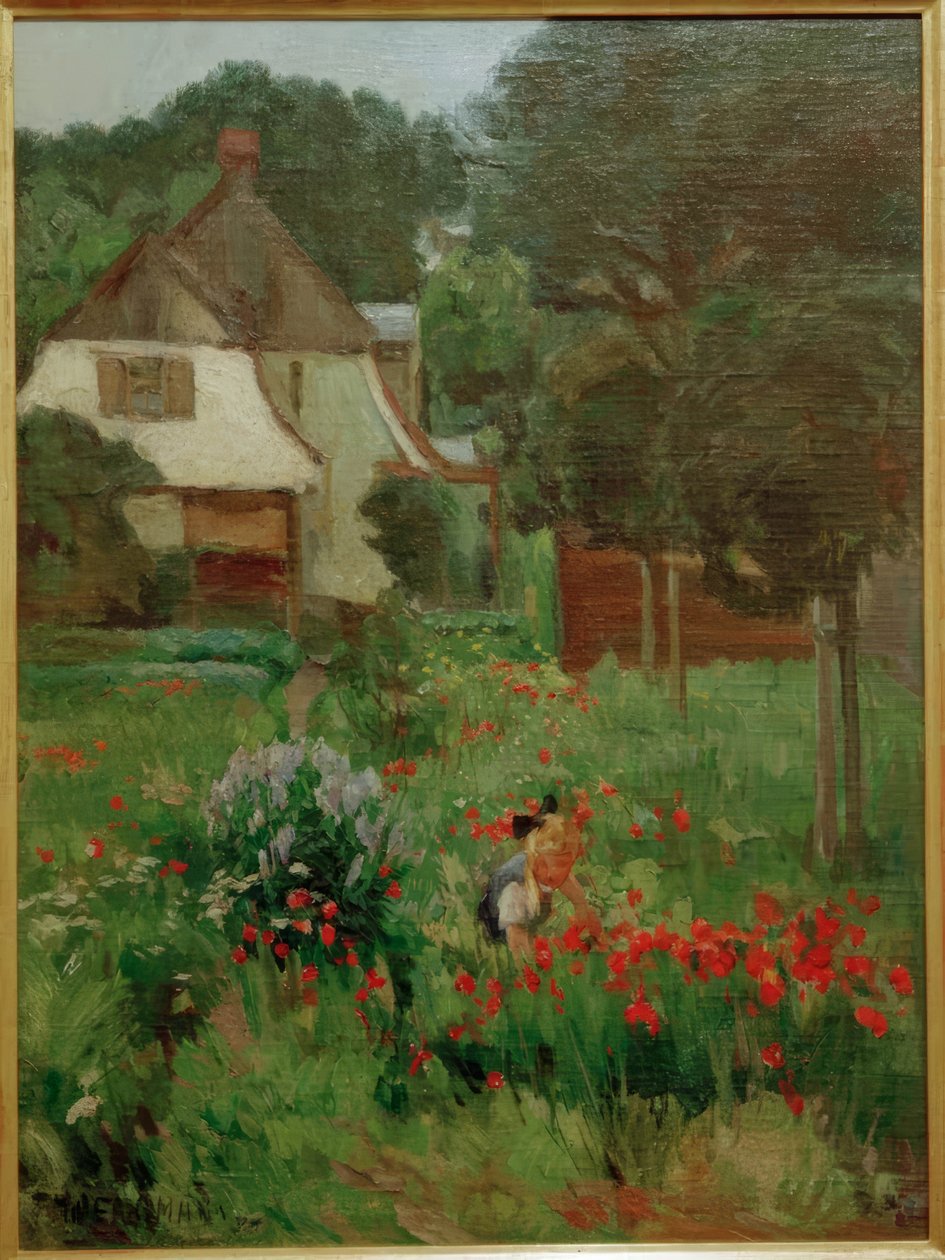 Criança a colher flores de Max Bergmann