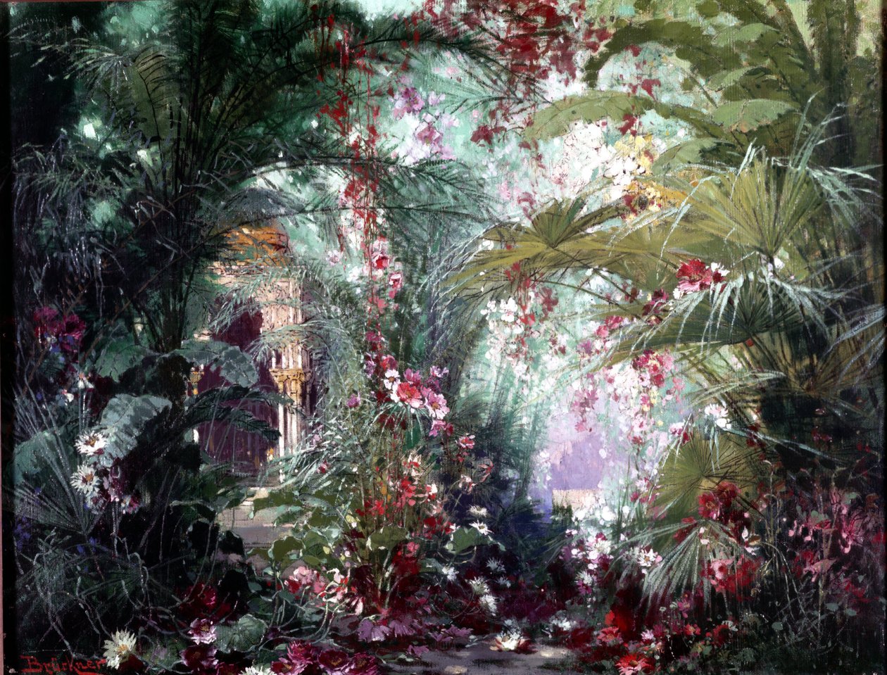Decoração para a exposição "Parsifal" de Richard Wagner: o Jardim Klingsor. Cenografia de Bruckner 1882. Museu Wagner, Bayreuth. de Max Bruckner