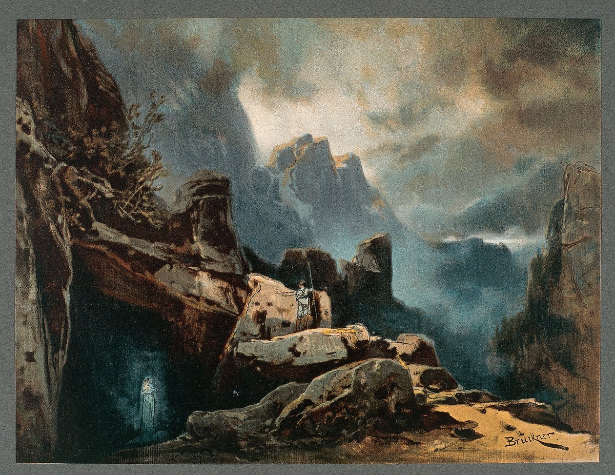 França, Paris, Cenário do acto III do Anel do Nibelung - The Rhinegold de Richard Wagner de Max Bruckner