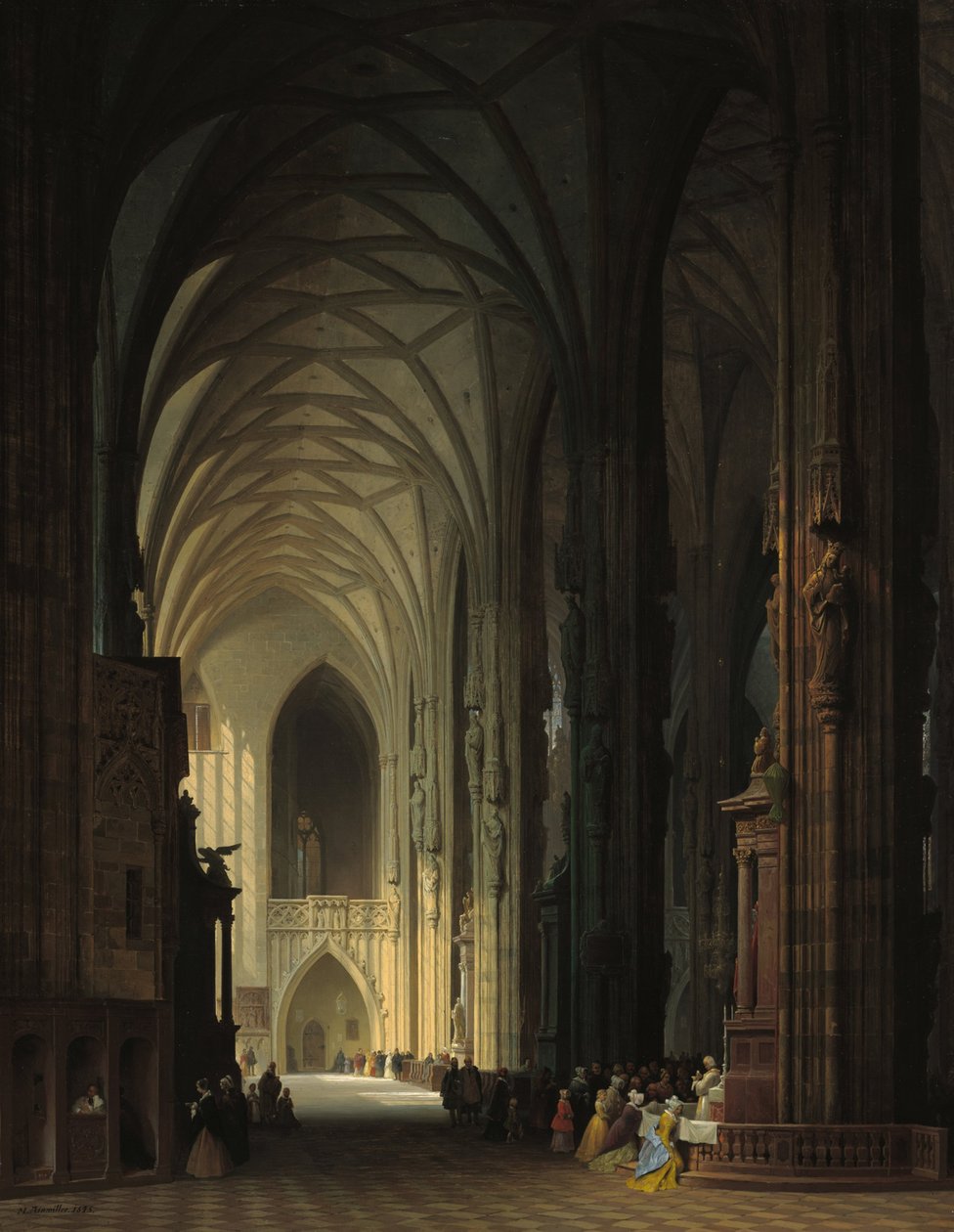 O interior da Igreja de Santo Estêvão em Viena de Max Emanuel Ainmiller