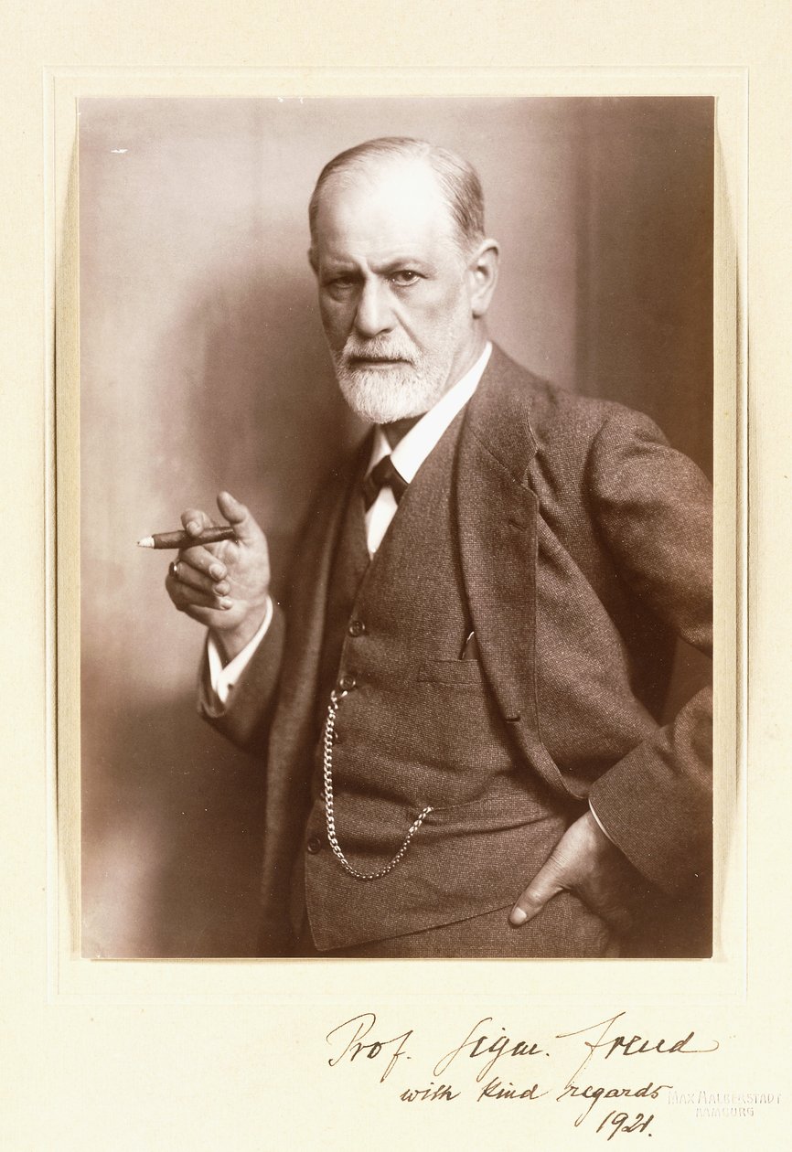 Uma fotografia assinada de Sigmund Freud, c.1921 (foto sépia) de Max Halberstadt