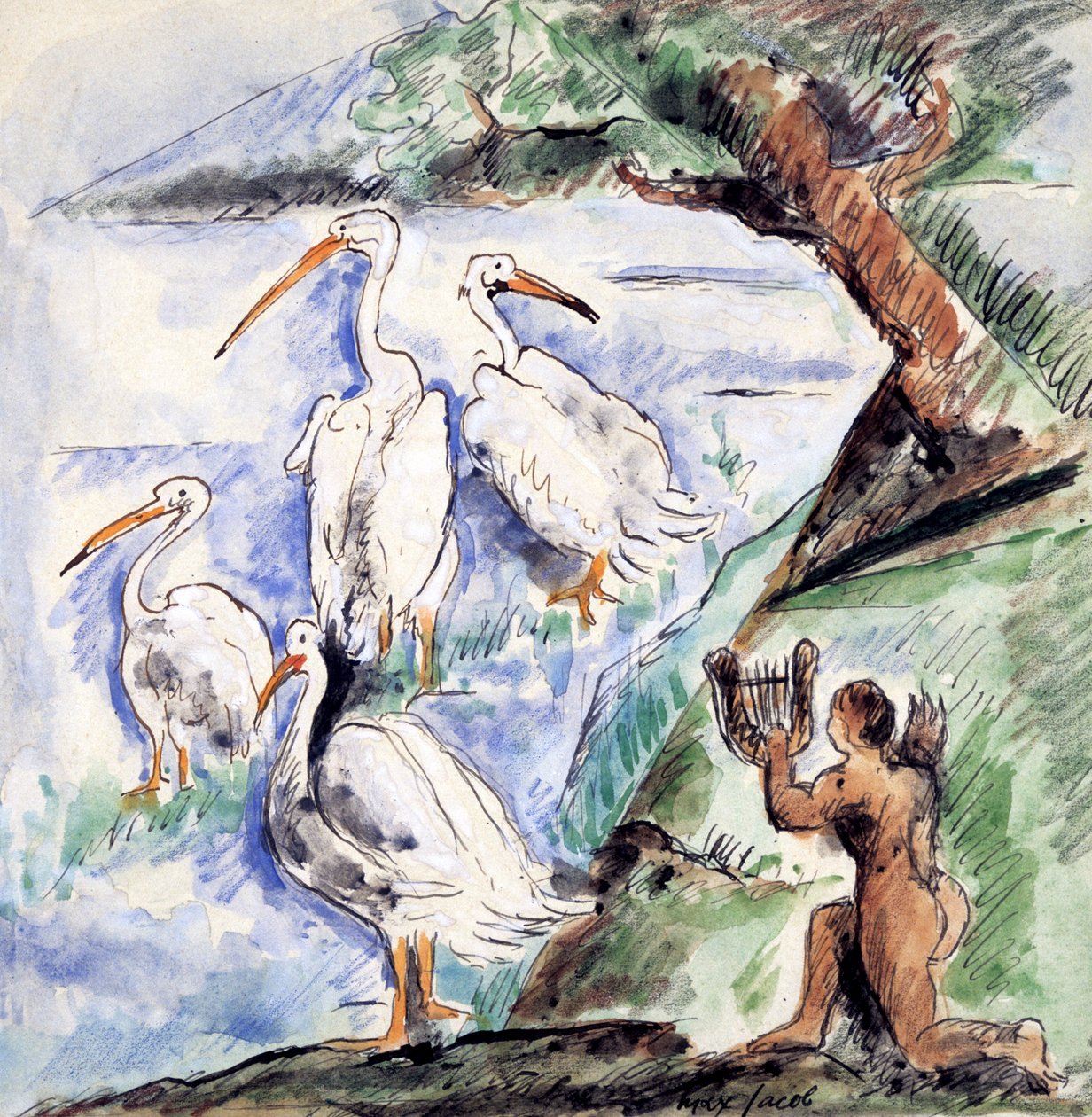 Orfeu com os pelicanos, c1900-1944 de Max Jacob