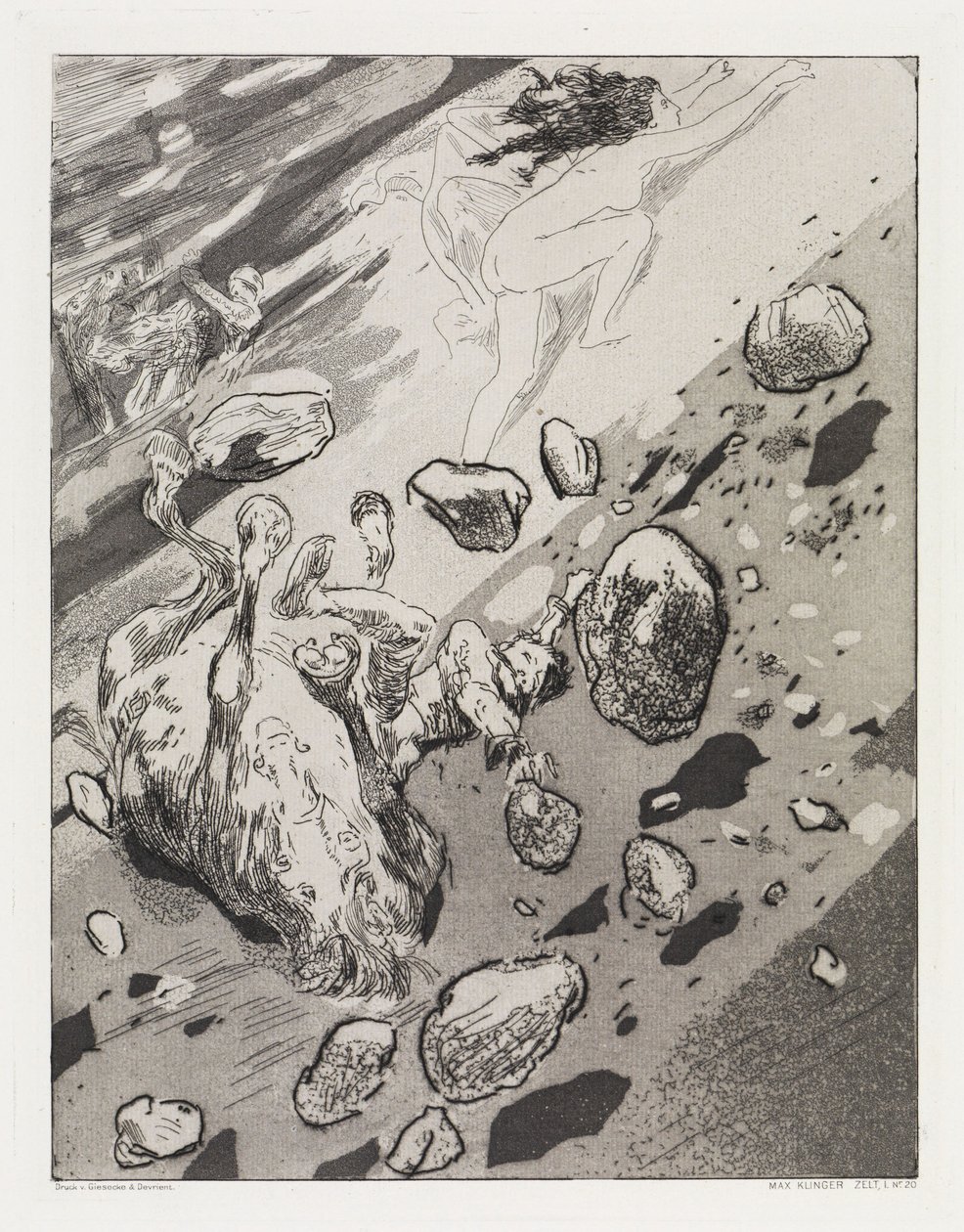Deslizamento de terra (Zelt, Opus XIV, 1.ª Parte, n.º 20) de Max Klinger